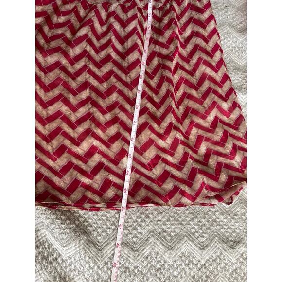 Roberto Verino Strap Midi Dress Raspberry Zigzag Chiffon SZ 8 resort Wear beachy - Picture 11 of 11